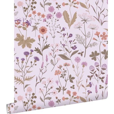papier peint fleurs des champs violet - ESTAhome