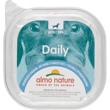 alimento umido per cani almo nature "daily" con merluzzo e fagiolini 100 gr