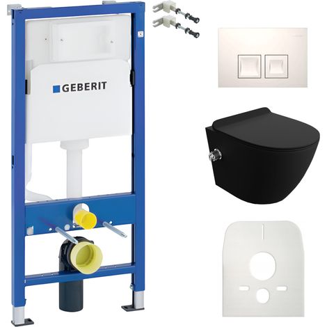 GEBERIT WC Set mit Vorwandelement, Wand-WC und Spülknopf (1/5)