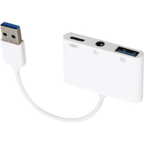 Adaptateur Audio USB-C vers Jack 3.5 mm Mâle/Femelle 3-en-1 avec Charge Rapide pour Casque et Smartphone