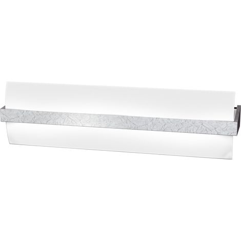Applique Contemporanea Wood Metallo Foglia Argento Vetro Bianco 2 Luci E27 L50Cm