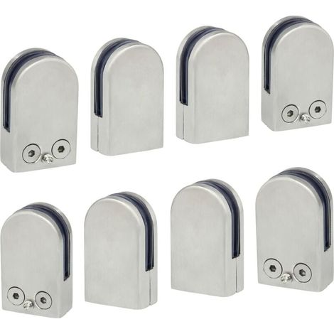304 Edelstahl-Glasklemme, 8 Stück (6-8 mm), Flache Klemmhalterung für Handlauf, Fenster, Geländer, verstellbare Treppe. (1/4)