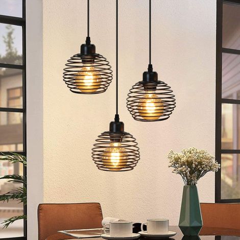 ZOLGINAH suspension luminaire vintage suspension industrielle - Noir suspension intérieur en métal E27 lampe de table à manger rétro réglable en hauteur pour salon couloir et chambre à coucher (1/3)