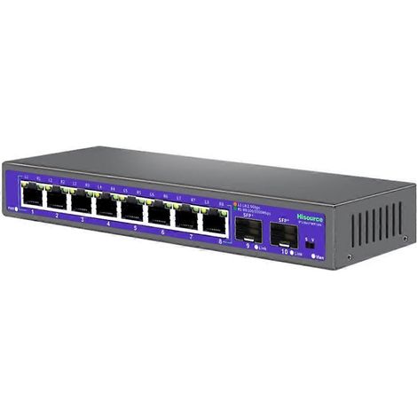 Hisource 2.5G/10G Ethernet-Switch, 8 elektrische Ports, 2 optische Ports, geeignet für den privaten und gewerblichen Einsatz. (1/5)