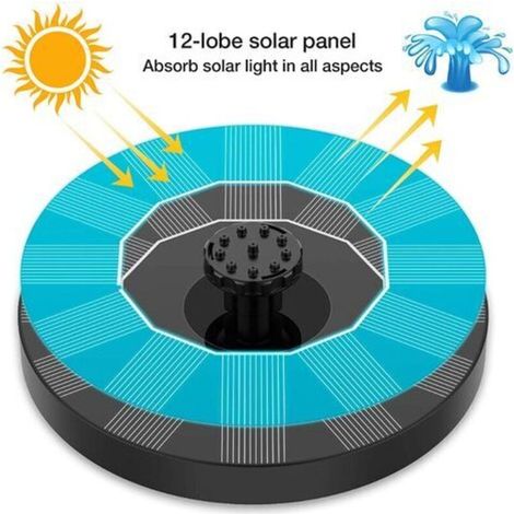 Schwimmender Solar-Gartenbrunnen, Solar-Teichpumpe mit 6 Düsen, Solarbrunnen für Gärten, Vogeltränken und Teiche (1/5)