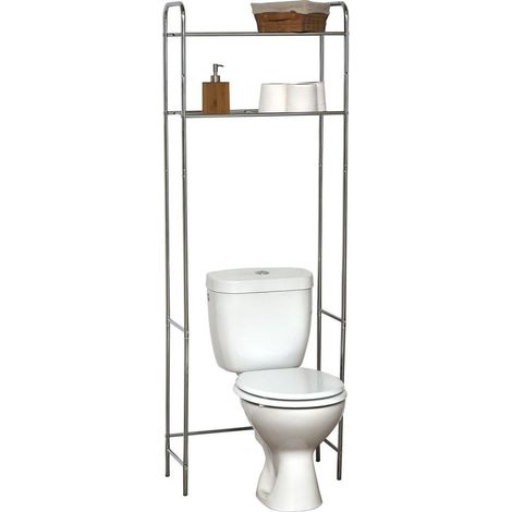 Meuble WC 2 tablettes pour toilettes chrome (1/2)