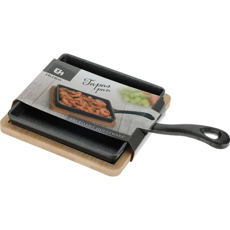 Sartén de hierro fundido con tabla de bambú de 24 cm (1/4)
