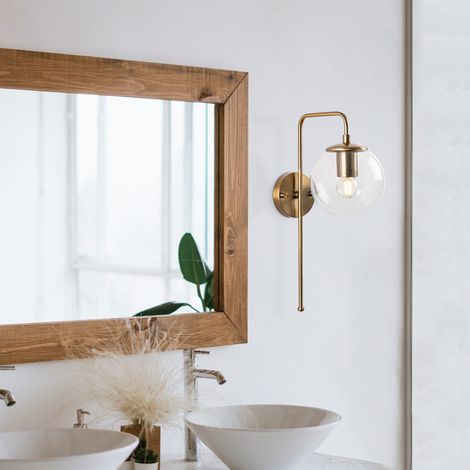 Wandlampe 1-flammige bronzefarbene, klare Glaskrempe