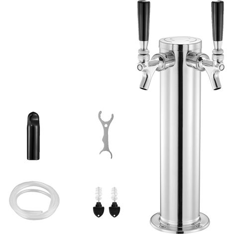 Dispensador de cerveza, acero inoxidable, grifo de cierre automático, grifo de 2 grifos (1/2)