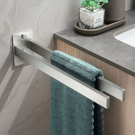 Towel Rack Bathroom Double Towel Rack Brushed Stainless Steel Silver (1/5)