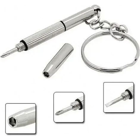 Kit de tournevis pour lunettes porte-clés Portable en acier inoxydable 3 en 1 lunettes de soleil réparation de montre utile multi-fonction écrou tournevis outils à main 1pc
