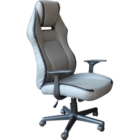 Poltrona da ufficio e gaming ergonomica in pelle grigio chiaro Misano