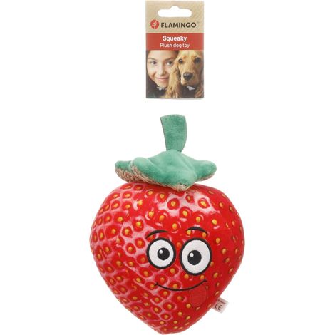 Jouet Chien - Fraise Rouge - Peluche et sisal avec couineur - Jouet à mâcher - 16x11,3x20cm