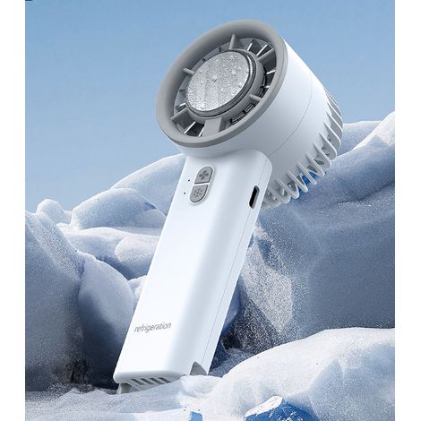 Ventilateur brumisateur portable, rechargeable par USB, 3 vitesses de ventilation, 6 h de ventilation continue pour les sports de plein air, les voyages, la plage, les concerts (blanc) (1/5)