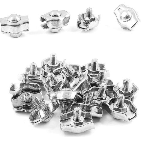 Lot de 20 serre-câbles en acier inoxydable M3 de 3,2 mm (1/8 pouce), couleur argent (1/5)