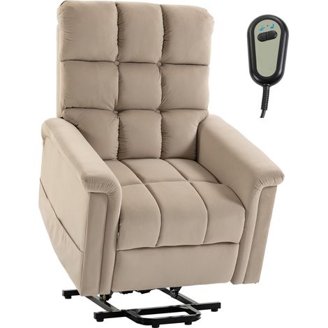 Fauteuil releveur électrique - HOMCOM - dossier inclinable, télécommande, poches latérales - velours - 84 x 93 x 102 cm - marron (1/5)