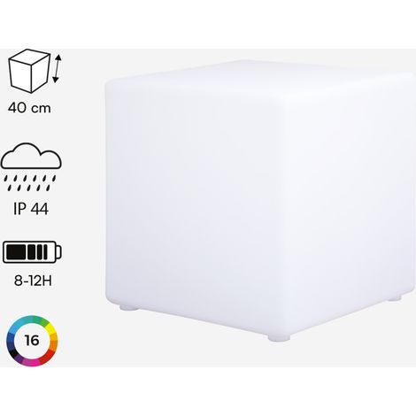 Lampada a cubo LED colore bianco con batteria ricaricabile (1/8)