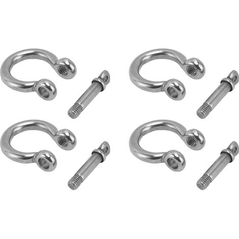 Lot de 4 manilles en acier inoxydable 304, goupilles à vis, anneaux en D, pinces d'ancrage en forme d'arc, remplacement M5 (1/5)