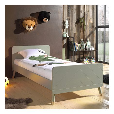 Lit 1 place 90x200 cm avec sommier vert clair - GAMAY (1/8)