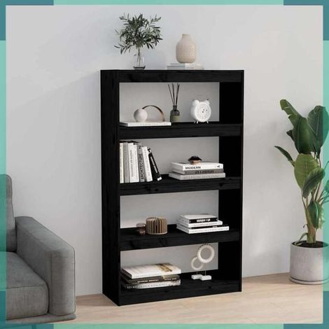 808197 Bibliothèque/Séparateur de pièce Noir 80x30x135,5 cm Pin massif (1/5)