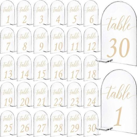 Panneau arqué transparent en acrylique (1 à 30 pièces) avec support, étiquettes nominatives pour invités (mariage, anniversaire). (1/5)