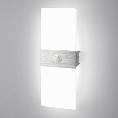 LED-Wandleuchte, 4 m Bewegungsmelder, Acryl-Aluminium, 12 W, 6500 K, Flur, Treppenhaus, Wohnzimmer (1/4)