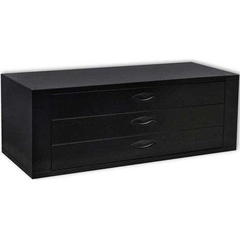 Metal Tool Chest 3 Drawers Black vidaXL