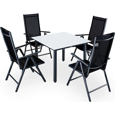 CASARIA® 5pc Aluminum Garden Chair Glass Top Table Set 4 Seat Outdoor Furniture Anthracite (1/5)