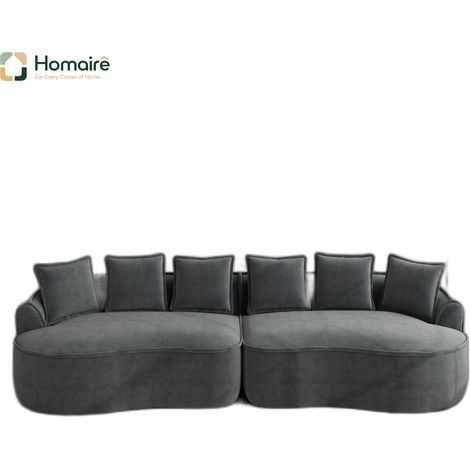 Canapé modulable en chenille gris avec accoudoirs 320 x 114 x 67 cm HOMAIRE (1/5)