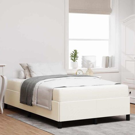 vidaXL Struttura del letto con materasso Crema 120 x 190 cm Tessuto (1/5)