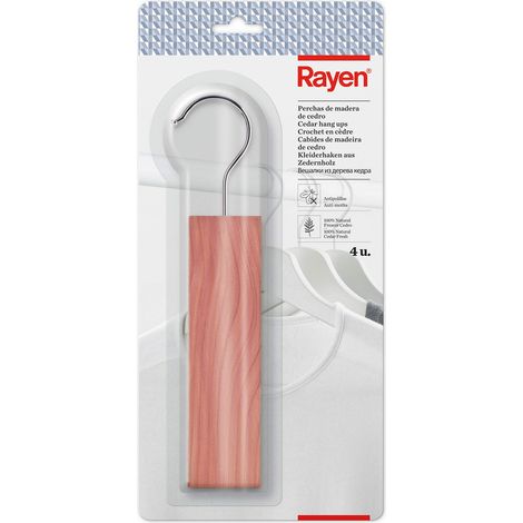 Rayen  Appendini in legno di cedro  Appendiabiti  Appendini antitarme  Cedro di freschezza naturale al 100%  Confezione da 4 appendini  Dimensioni: 4,5 x 23,5 x 1,2 cm (1/5)