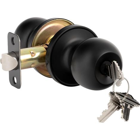 Poignée de porte avec serrure et clé, poignée de porte d'entrée avec clé, serrure à bouton (1/5)