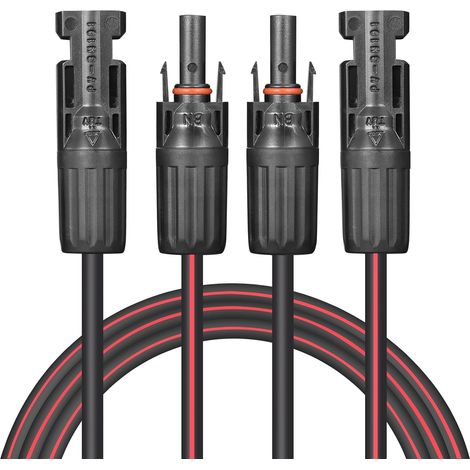 Câble Solaire 15 mètres 6 mm², Tresse en cuivre avec connecteurs Femelles et mâles, pour systèmes solaires domestiques et Camping-Cars, câble d'extension. (1/5)