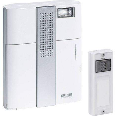 Sonnette sans fil Mistral 300 43300 – Portée jusqu'à 500 m – 17 mélodies réglables – Étanche avec flash lumineux – Grothe