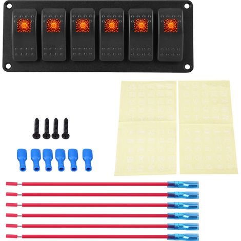 Lot 6 Interrupteurs à Bascule 12-24V Panneau pour Auto Camping-car Bateau Yacht LED Orange (1/5)