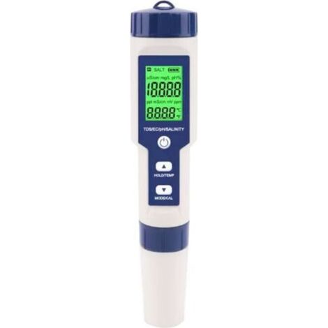 Pool-Salztester, digitales 5-in-1-Meerwasser-Salzmessgerät, IP67 wasserdichtes Testkit