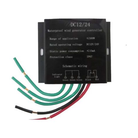 Contrôleur-régulateur de générateur éolien étanche 500 W DC12V/24V avec commutation automatique et fonction de charge de batterie (1/5)