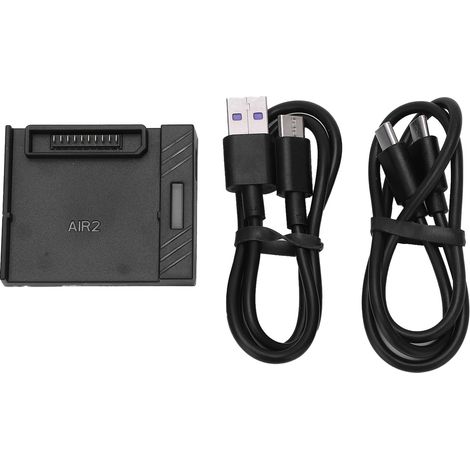 Chargeur de batterie pour drone avec câble USB, coque plastique noire - Compatible DJI AIR (1/5)
