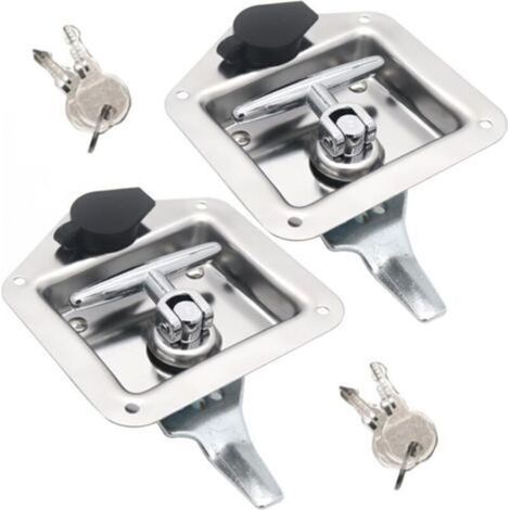 Lot de 2 Cadenas Pliables en T Acier Inoxydable avec Clés pour Camion Remorque Camping-car Sécurité Robuste (1/5)