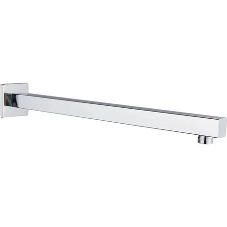 Braccio doccia a parete in acciaio inox SUS304 cromato, 40 cm, quadrato, per soffione doccia. (1/5)