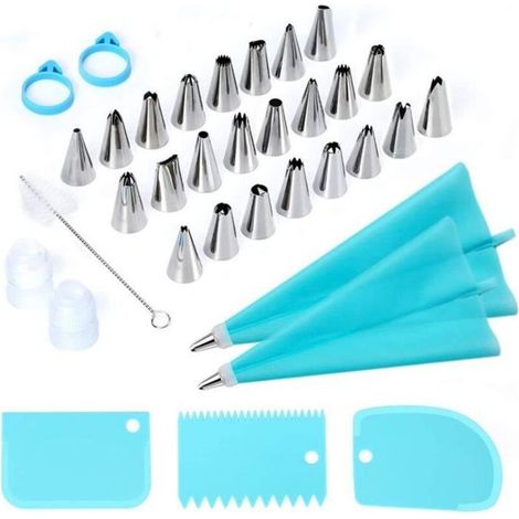 Douilles de poche en acier inoxydable, kit DIY pour décoration de gâteaux, 34 pièces (1/4)