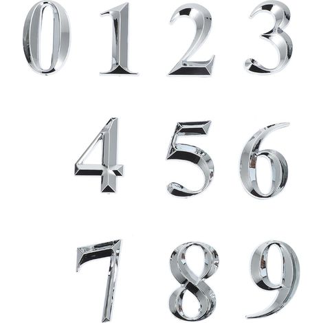 Numéros de Maison 3d en Abs Plaqué Métal, 5 Cm, Étanches et Légers, Autocollants pour Porte et Boîte aux Lettres, Lot de 10 Chiffres, Usage Extérieur Résidentiel et Hôtelier (1/5)