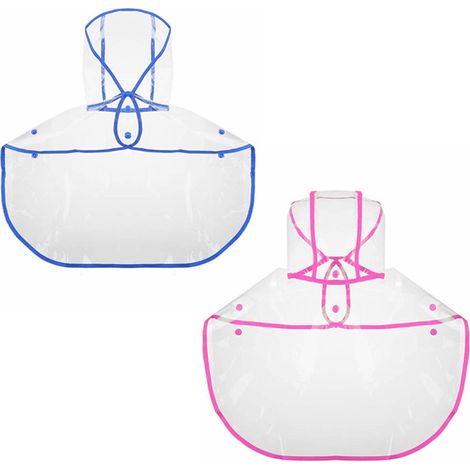 Lot de 2 imperméables transparents pour chien, avec capuche, poncho imperméable pour chiot, rose et bleu. (1/4)