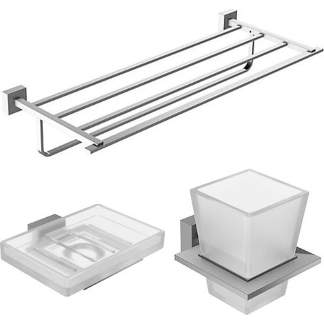 JACOB DELAFON Conjunto Jabonera Moderna, Portavasos Moderno con Vaso y Toallero Moderno