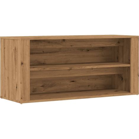 Banc à chaussures bottes commode étagère meuble entrée rangement artisanal 100 x 35 x 45 cm bois d'ingénierie marron