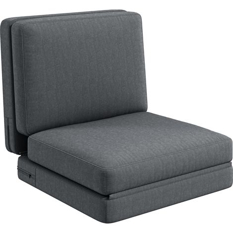 Canapé-lit pliant 3 en 1 aspect velours, supportant jusqu'à 240 kg, pour chambre ou salon, gris foncé (1/5)