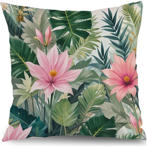 Housses de coussin fleurs colorées, décoration intérieur élégant,50×50cm (1/5)