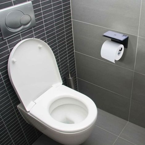 Porte-papier hygiénique avec étagère adhésive, porte-rouleau de papier sans perçage en acier inoxydable SUS 304, porte-papier hygi (1/5)