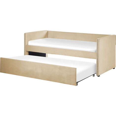 Trundle Bed Velvet TROYES 90 x 200 cm (EU Single) Beige