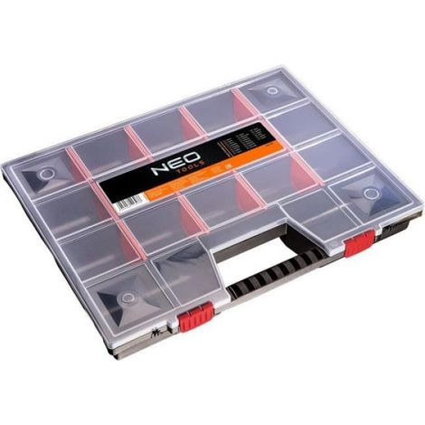 Organiseur - 490 x 390 x 65 mm - Couvercle Transparent - Parois Réglables - 1 Pièce